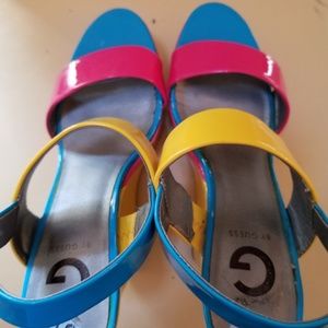 Gueaa Colorful wedge sandal with 5" heel